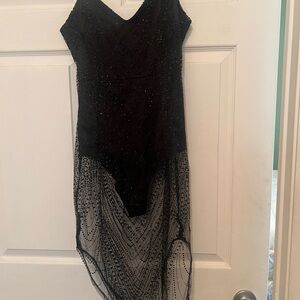 Fashion Nova Black Beaded Sheer Detail Dress